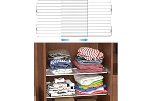 MIYUPTC Metal Wire Storage Shelf, Adjustable Width Closet Shelf Divider Expandable Storage Shelves Wardrobe Organizer (16.9''-32''W, 12''D)