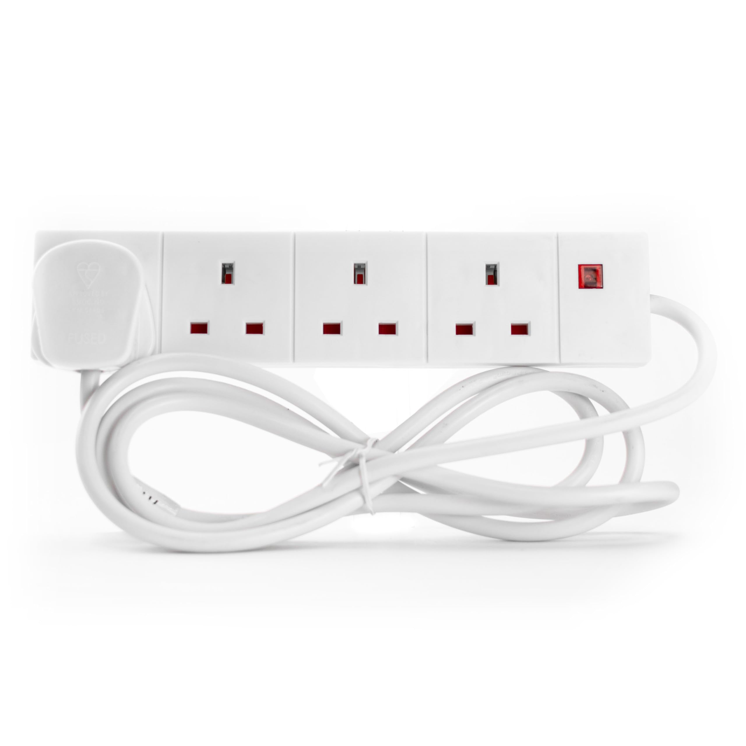 STATUS 4 Socket Extension Lead with Neon Power Indicator, 2 Metre Cable Power Strip for Home and Office Use, White (4WS2MCP20)