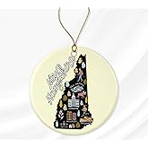 New Hampshire State Ornament, State Usa Ornament, Travel Souvenir Collection Usa, America Christmas 2023, Xmas Tree Hanging Decorations, Usa State Souvenir Ceramic Ornament Printed on Both Sides
