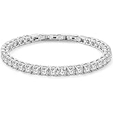 Tennis Bracelet for Women Men, 14K Gold Plated Round 3mm/4mm/5mm AAAA+ Cubic Zirconia CZ Dainty Classic Adjustable Stainless Steel Bracelets Festival Wedding Jewelry Gift