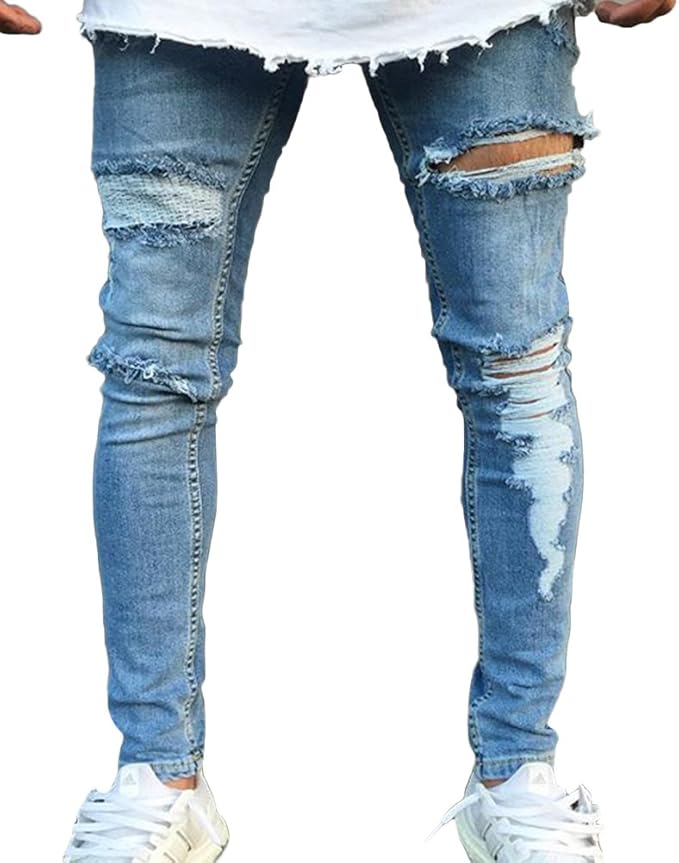 jean bleu troué homme