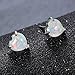 Adeser Jewelry Womens White Opal 925 Best Friend Engagement Wedding Silver Heart Stud Earrings for Girls