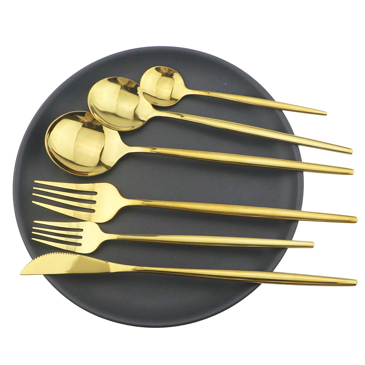 36PCS Stainless Steel Luxury Gold Silverware Set Fork Spoon Cutlery