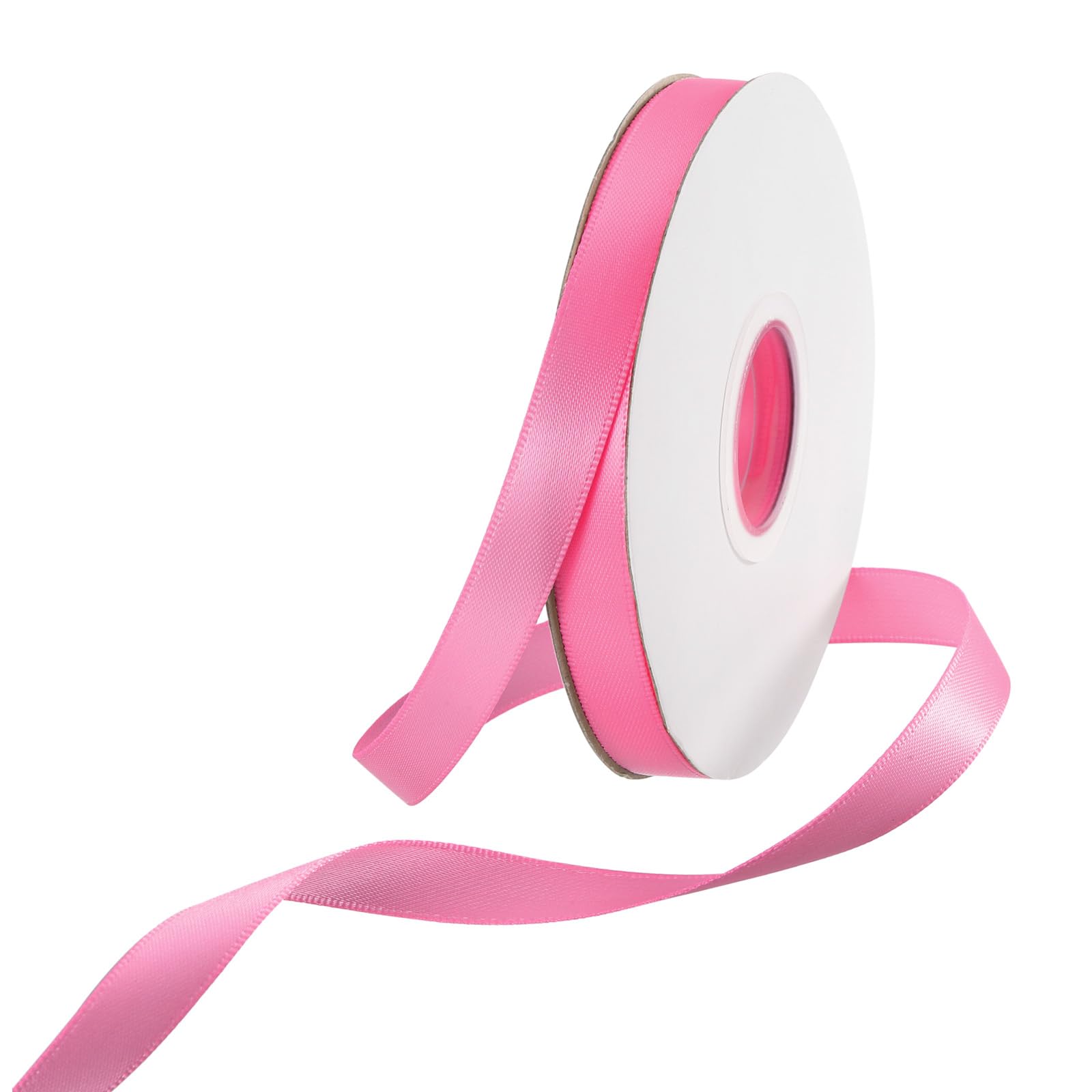 Rebower 10mm Satin Ribbon 91m Thick Double Face Grosgrain Silk Ribbon, [for Gift Wrapping, Hair Bows, Wedding, Cake, Flower] - 100 Yard/300ft/ Dark Pink — image 1