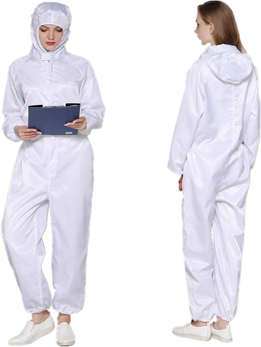 OCGIG Reusable Coveralls Clothing Protective Safety Work Overalls Suit Full Protection Antistatic Men Women Clothe,White Size M