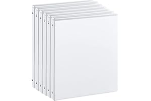 SUIN 0.5-inch 3-Ring Binder with 2 Interior Pockets, 0.5'' Basic Binders Holds US Letter Size 8.5'' x 11''for Office/Home/Back to School, 6 Pack (White)