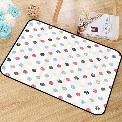 Amazon 水玉 ホームデココレクション ノンスリップラグ 水玉 クリエイティブデザイン テンプレートパターン シンプル グラデーション効果 デジタルグラフィック 帯電防止 マルチ W59 X L Mannwarehouse ラグ カーペット 通販