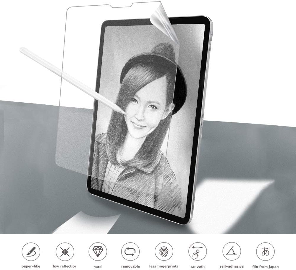 iPad Pro Enhance paperlike Feel PET Screen Protector New Technology Anti-Glare Anti-Fingerprint Excellent Sensibility Same as Paper Feel Screen Protector for iPad Pro 12.9 2018 (2018 IPad Pro 11)