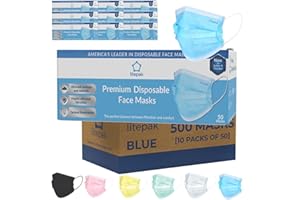 Litepak 500pcs Premium Disposable Face Mask SOFT 3ply Nose Wire