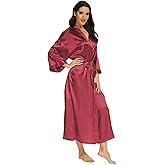 MizzGenio Women's Long Silk Robes Lightweight Long Satin Robes Full Length Sleepwear Dressing Gown