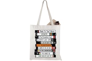 WCGXKO 80’s Movie Inspired Canvas Tote Bag for Classic Retro 80's Movie Lover Fandom Fans