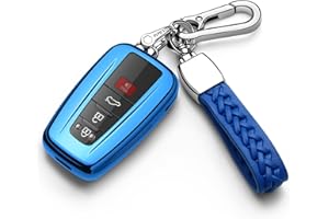 Autophone for Toyota Key Fob Cover with Keychain Soft TPU Key Shell Case,For 2020-2022 Highlander Corolla Prius 2018-2024 RAV4 Camry C-HR Avalon GT86 (Blue)