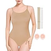 Sanmsoner Nude Seamless Undergarment for Women Girls Ballet Dance Camisole Leotard with Adjustable Clear Straps