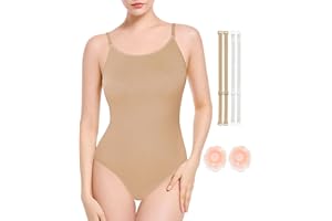 Sanmsoner Nude Seamless Undergarment for Women Girls Ballet Dance Camisole Leotard with Adjustable Clear Straps