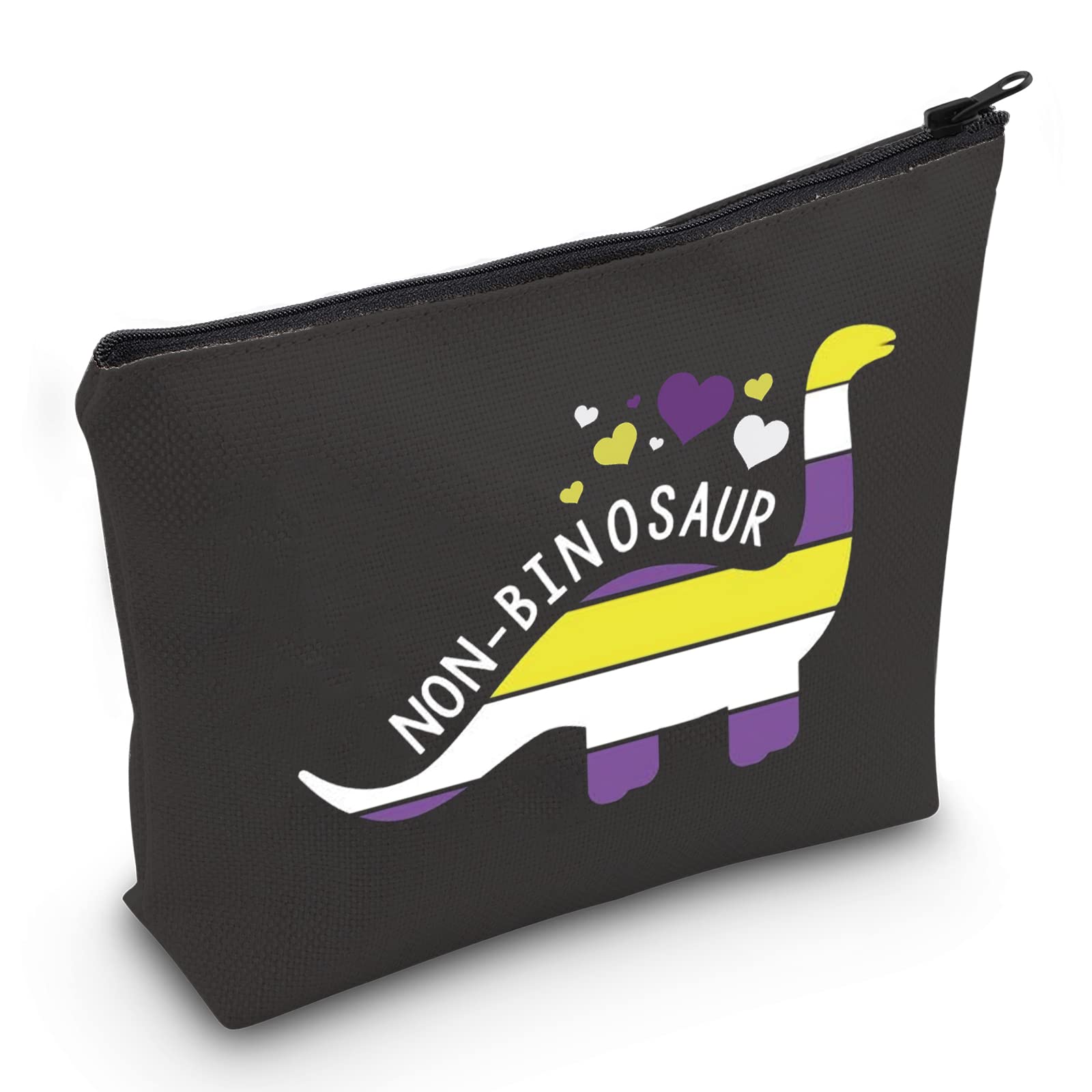 PYOUL Non-Binary Gift LGBTQ Non Binary Pride Makeup Bag Non-Binosaur Cosmetic Bag Cute Enby Pride Gift (Non-Binosaur Bag EU)