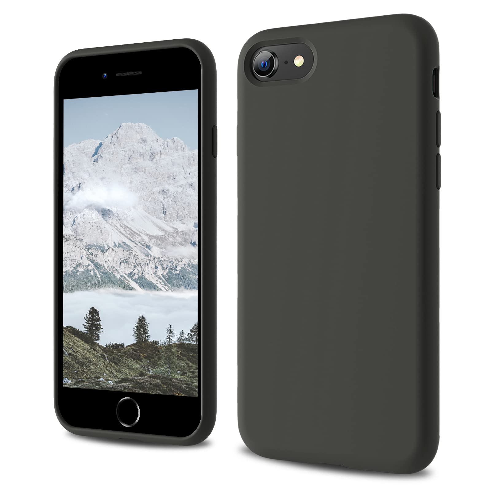 CALOOP Designed for iPhone SE Case 2020/2022, iPhone 8/7 Case, Liquid Silicone Full Body Protective Covered Silky-Soft Anti-Scratch Gel Rubber Slim Shockproof Cover 4.7 inch, Space Gray — image 1