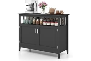 LOKO Buffet Cabinet with Storage, Freestanding Kitchen Cabinet with Adjustable Shelf, Storage Sideboard Console Table, 45 x 20 x 36 inches (Black)