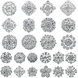 WeimanJewelry Lot 24pcs Rhinestone Crystal Brooch Pins Set Wedding Bouquet Broaches Kit (Silver)