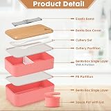 Sinnsally 1400ml Bento Box Lunch Box Pink with Compartments Leak-Proof view 3