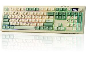 EPOMAKER Aula S102 PRO Membrane Gaming Keyboard with TFT Screen, Volume Knob & Number Pad, BT/2.4G/USB, RGB Backlit, Creamy S