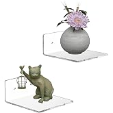 Sezanrpt 6 Inches Acrylic Small Wall Shelves 2 Pack, Floating Shelf for Wall Mounting, Acrylic Display Ledges for Funko Pop Figures, Home D&eacute;cor, Living Room, Gaming Room, Plants(6 inch, Clear)