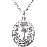 Alexander Castle 925 Sterling Silver Scottish Thistle Necklace - 20mm x 15mm Pendant with 18" Silver Chain & Jewelry Gift Box - Scottish Gifts for Women