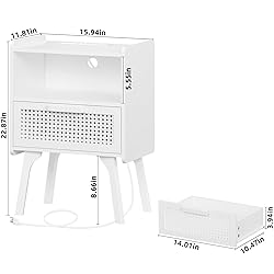 Lerliuo Rattan Nightstands set of 2 with Charging