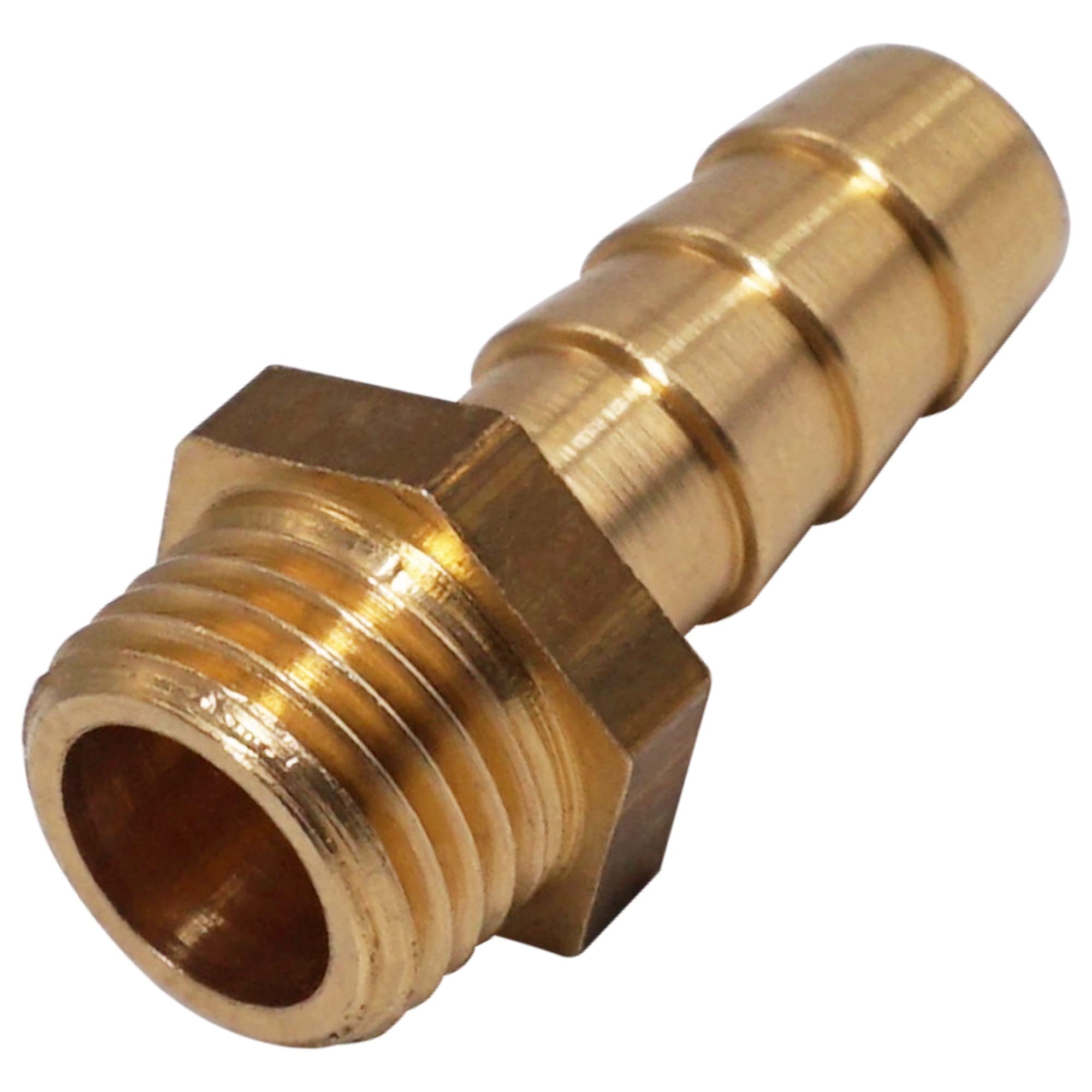 SKIR'CO 1 pc Male Thread Barb Brass Fitting 1/4" x 10 mm, Hose Barbed Adapter, Hose Tail Connector, BSP Thread