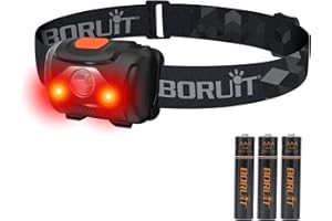 BORUIT LED Headlamp Red White Light Head lamp AAA Battery Super Bright 4 Mode Lampe Frontale for Kids Adult Camping Running H