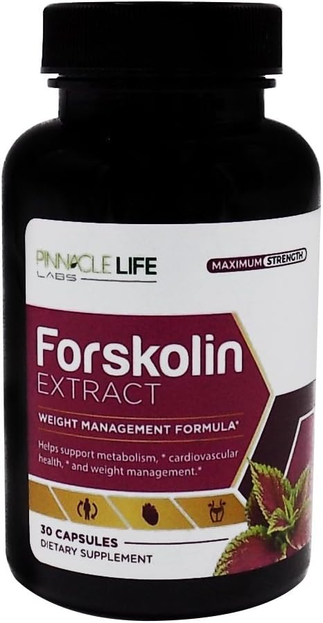 Pinnacle Life Labs Forskolin-Maximum Strength Fat Burner and Metabolism Support All Natural, Pure, Potent Ingredients with Coleus Forskohlii Safe Weight Loss Supplement for Women and Men 30 Capsules