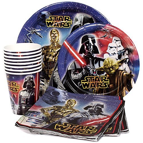 Star Wars Birthday Party Supplies Pack for 8 Guests Lunch Plates, Dessert Plates, Lunch