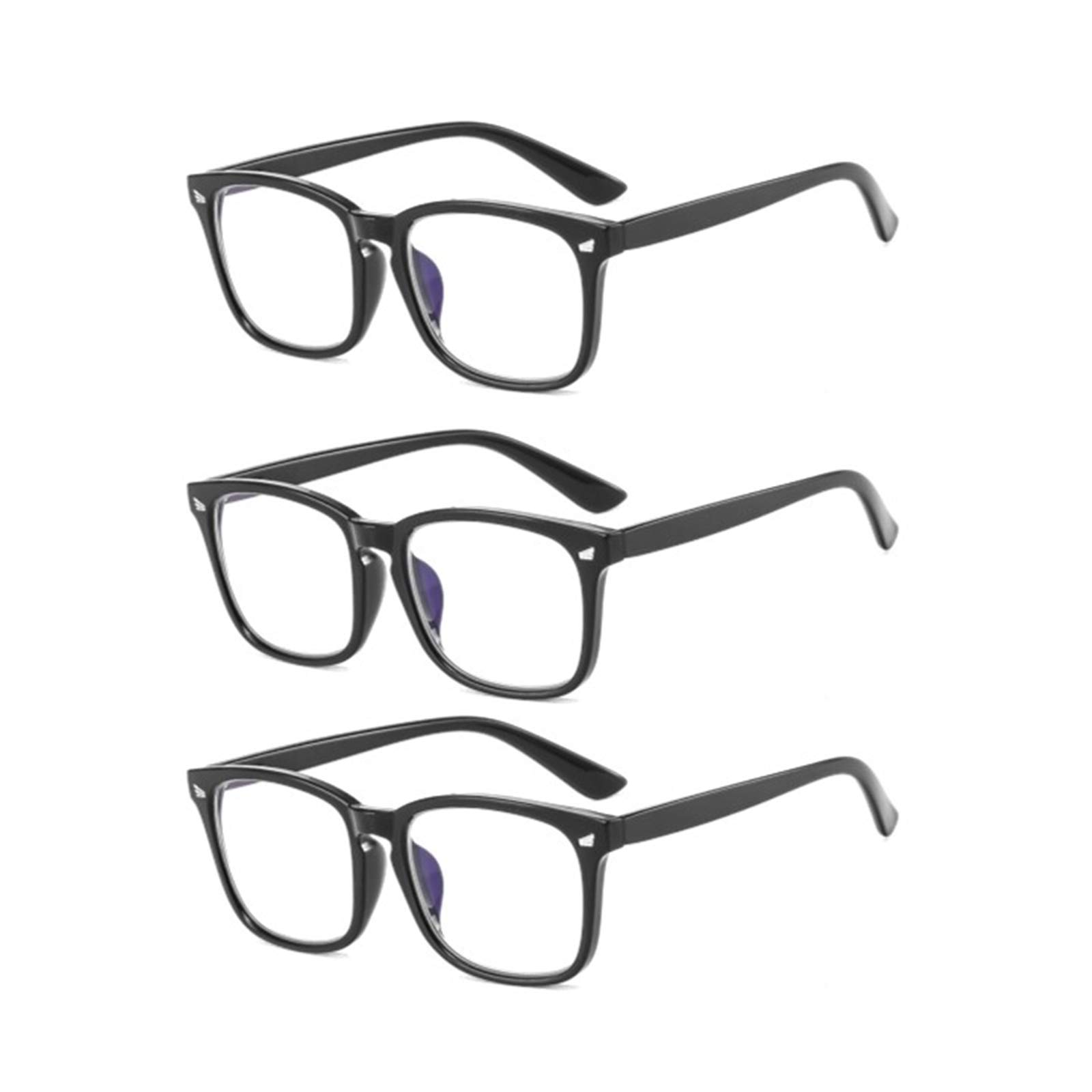 Suertree 3 Pack Anti-Blue Computer Reading Glasses, Blue Light Filter Eye Glasses, Blocking UV Computer Glasses, Visual Aided Glasses, Female Male Reading Glasses Black 1.0 BM571