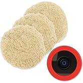 SPTA Wool Polishing Pads, 8"(200mm) 100% Natural Wool Buffing Pad with Hook &amp; Loop Backing 4pcs Set Come with 5/8-11 Thread Backing Plate for Car Polishing, Buffing and Cutting