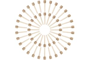 BetterJonny 50 Pieces Household Wooden Honey Dipper Sticks Portable 3 inch Mini Honey Dippers for Honey Jar Dispense Drizzle 