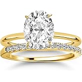 RODIFFY 1.5CT/3.5CT Oval Cut Engagement Ring Set,S925 Silver AAAAA Grade CZ Bridal Wedding Ring Set