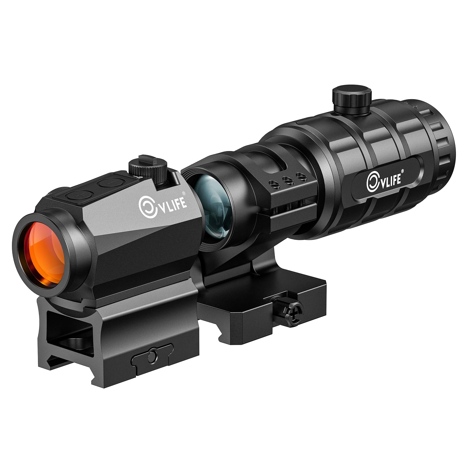 Photo 1 of CVLIFE JackalHowl Red Dot Sight & 3X Magnifier Combo Set, 2 MOA Motion Awake Red Dot Optics and Flip-to-Side Magnifier Kit, Absolute Co-Witness Mount