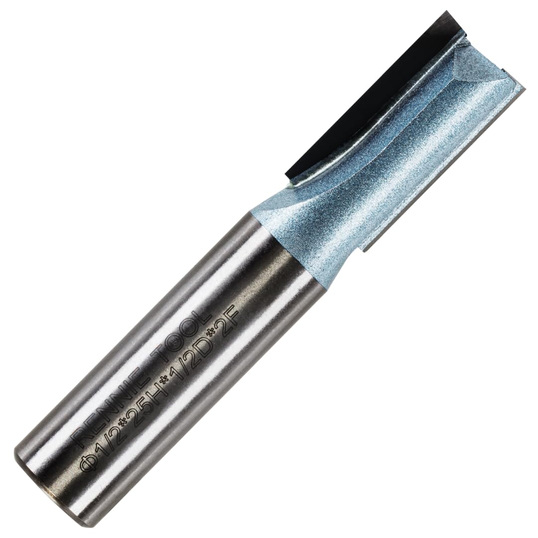 Rennie Tools - 12.7mm (1/2") Cutting Diameter x 25mm Flute x 1/2" Shank TCT Tipped 2 Flute Straight Router Cutter Bit. Compatible With Makita Trend Festool Hikoki Dewalt Router Etc. 12.7mm Router Bit โ image 1