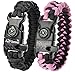 A2S Protection Paracord Bracelet K2-Peak – Survival Bracelets with Embedded Compass Whistle EDC Hiking Gear- Camping Gear Survival Gear Emergency Kit (Black/Pink 7.5