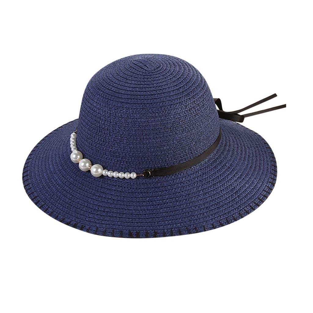 Women Colorful Big Brim Straw Bow Hat 