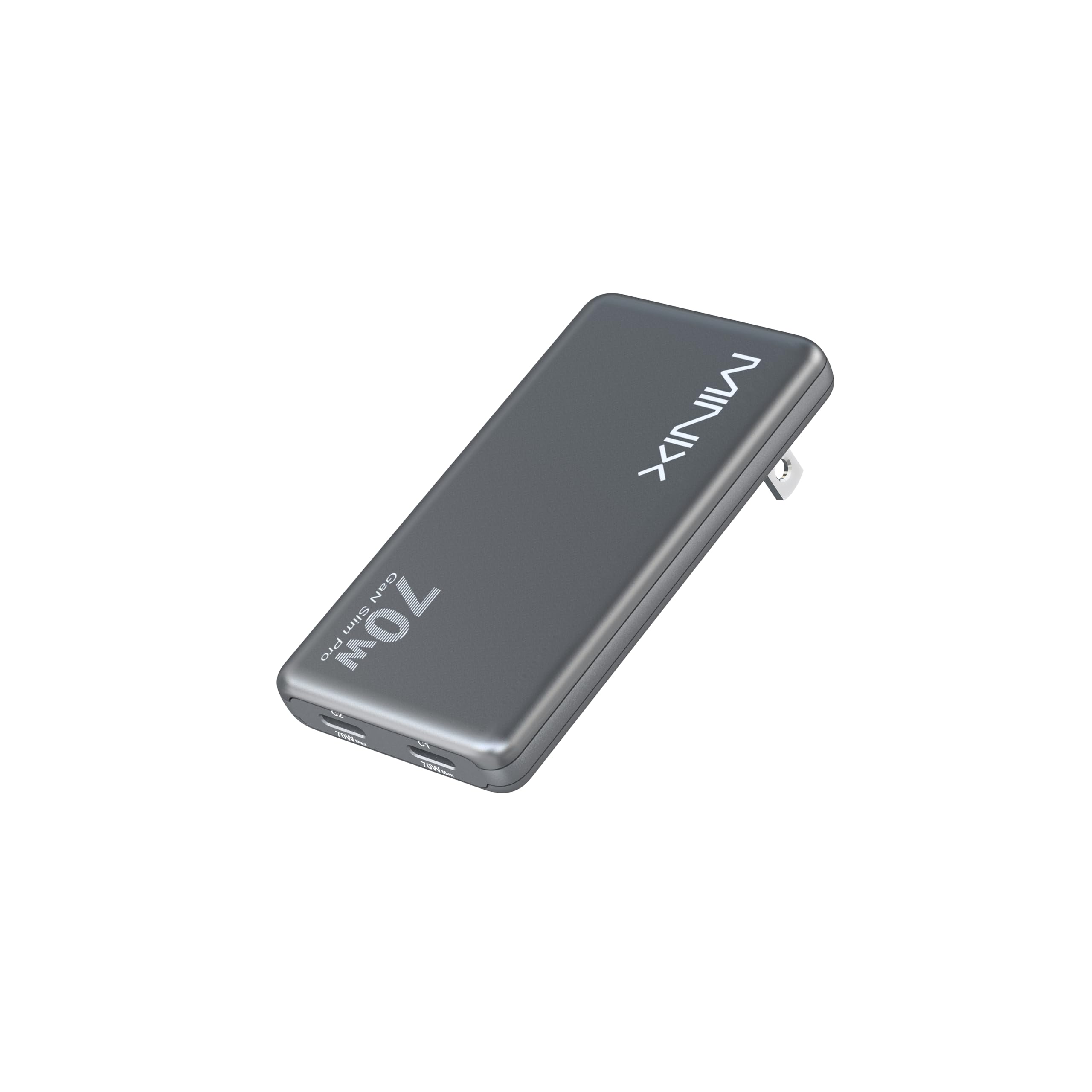 MINIX 70W Flat USB C Wall Charger Block, Slim & Flodable Dual Type C GaN Charger Plug Fast Charging for iPhone 17/16/15 Series, MacBook Air, iPad Pro, Galaxy S25/S24, Pixel 10/9, Steam Deck