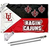 Louisiana Lafayette Ragin Cajuns Acadian Flag with Pole and Bracket Complete Set