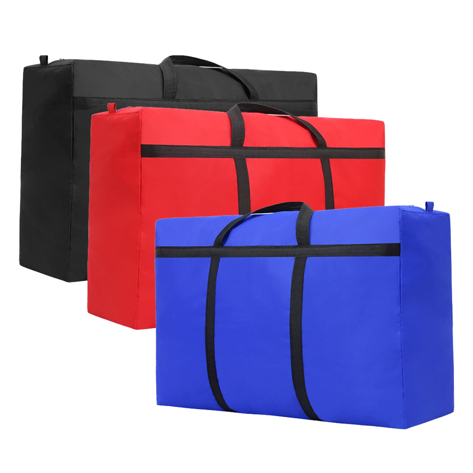 3 Pcs Large Storage Bags Waterproof Heavy Duty 600D Oxford Moving Bags, 180L Organizer Bags Ideal For Bedding, Duvets, Pillows, Laundry, Clothes or Moving home(100x58x28cm)