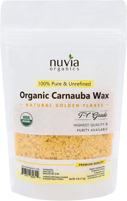 Amazon Com Nuvia Organics Usda Certified Carnauba Wax 100 Vegan Sustainably Harvested Great For Diy Cosmetics Food Grade Various Uses 4 Oz