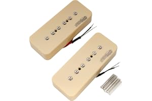 MUSICLILY Wilkinson M Series Alnico 5 P90 Soapbar Pickups Neck and Bridge Set for Les Paul/SG Electric Guitar, Cream