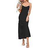 ZTMZA Women's Elegant Satin Cowl Neck Maxi Dress Spaghetti Strap Backless Tie Low Back Formal Wedding Guest Cocktail Dresses