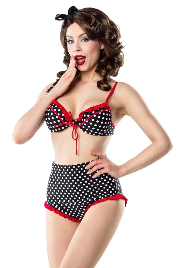 Sexy Vintage Bikini 50s Retro Look Rot Schwarz