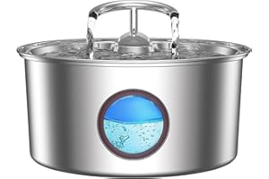 Tomxcute Cat Water Fountain Stainless Steel - 108oz/3.2L Cat Fountain for Drinking,Cat Drinking Fountain with Water Level Window,Smart Pump, Filters for Cats, Dogs, Multiple Pets