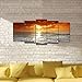 Wieco Art Grand Sight Extra Large 5 Panels Modern Landscape Artwork HD Seascape Giclee Canvas Prints Sea Beach Pictures to Photo Paintings on Canvas Wall Art for Home Decorations Wall Decor