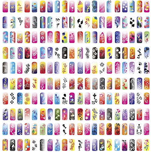PointZero Pro Airbrush Nail Art Paint Stencil Kit Design Set 1