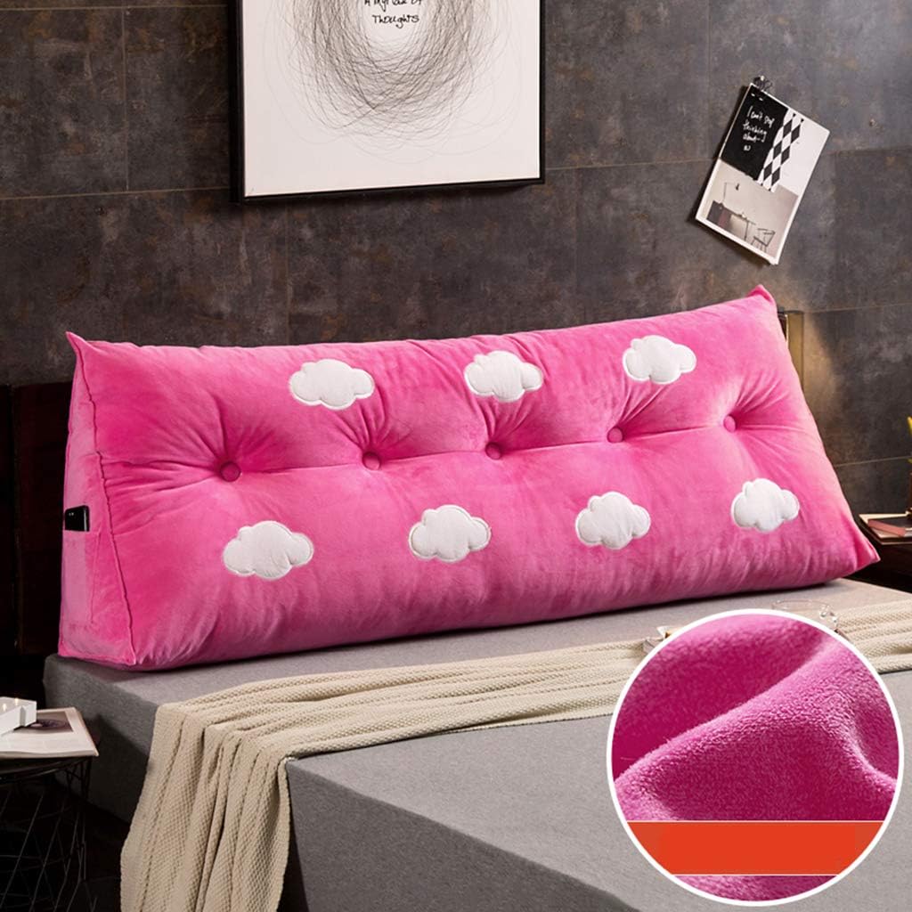 Nclon Triangular Cuña Cojines Triangulares,Tridimensionales Lavable Tatami Almohadas Cabecera Almohada Esteras,Grande Cama Cabecero Cojines-Rosado 150x22x50cm(59x9x20inch)
